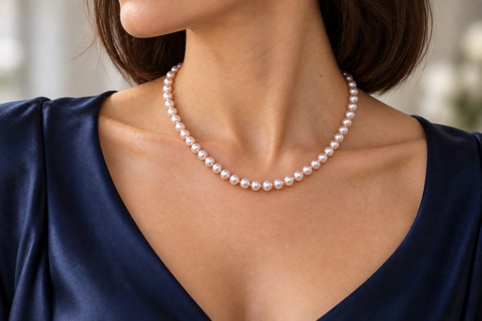 6.5-7 mm White Akoya Pearl Strand AA+ Quality
