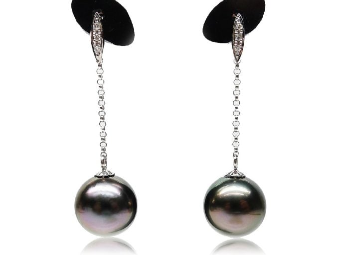 Ivy Tahitian Pearl and Diamond Earrings