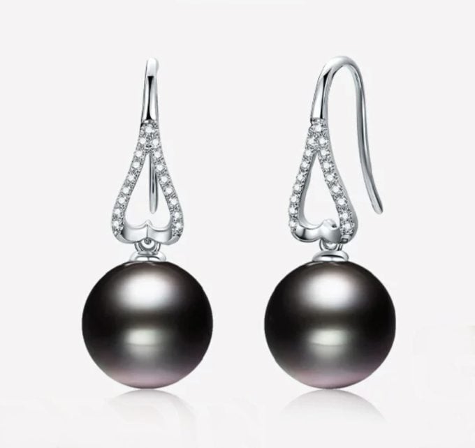 Lilith Tahitian Pearl and Diamond Earrings