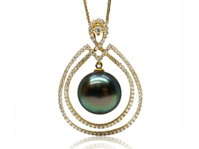 Jill Tahitian Pearl and Diamond Pendant