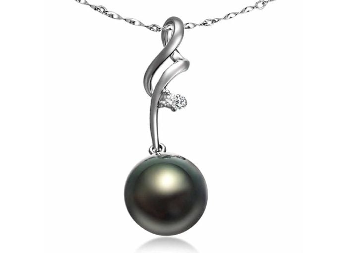 Cultured Tahitian Pearl and Diamond Pendant
