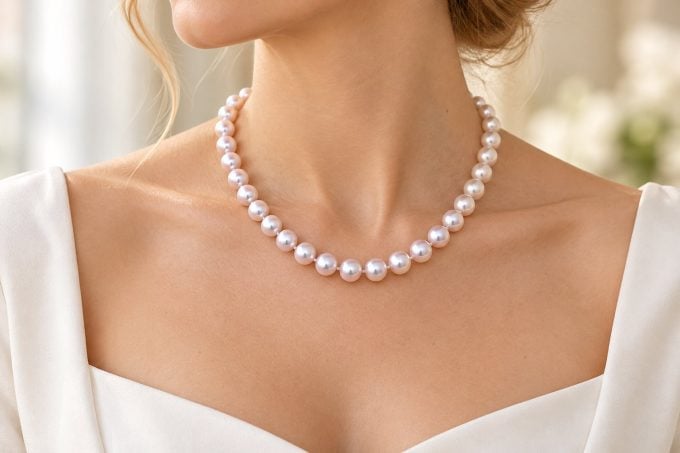 7.5-8 mm White Akoya Pearl Necklace A+