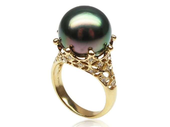 Judith Tahitian Pearl and Diamond Ring