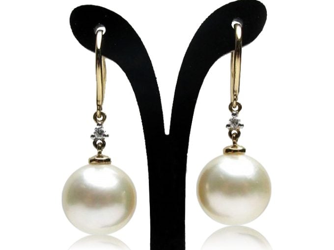 Maelia South Sea Pearl and Diamond Earrings