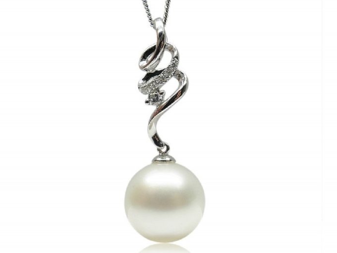 Deirdre Japanese Akoya Pearl and Diamond Pendant