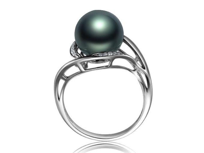 Herve Tahitian Pearl and Diamond Ring