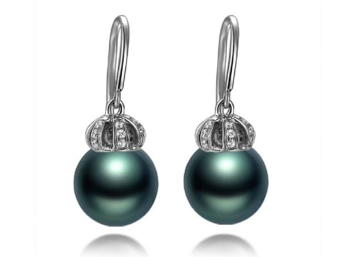 Elsy Tahitian Pearl and Diamond Earrings