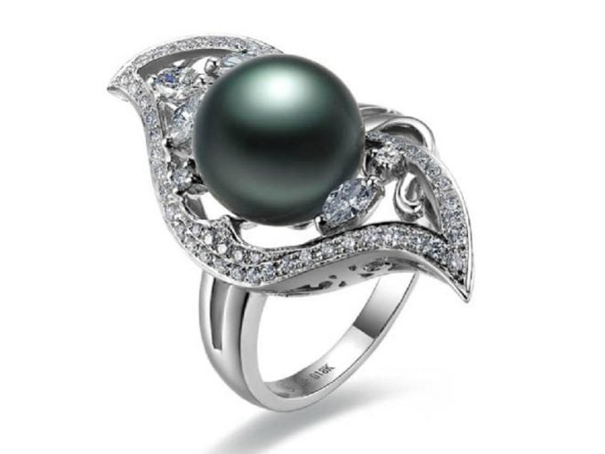 Karelle Tahitian Pearl and Diamond Ring