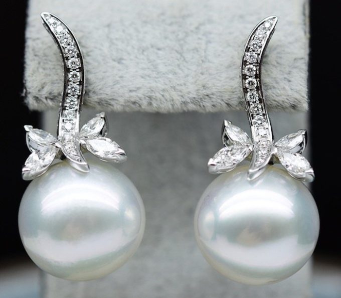 Quasar South Sea Pearl and Diamond Earrings