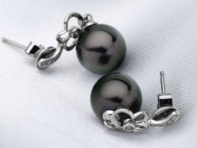 Michele Tahitian Pearl and Diamond Earrings