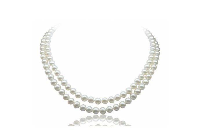 Double Strand White Pearl Necklace 8-9 mm AAA