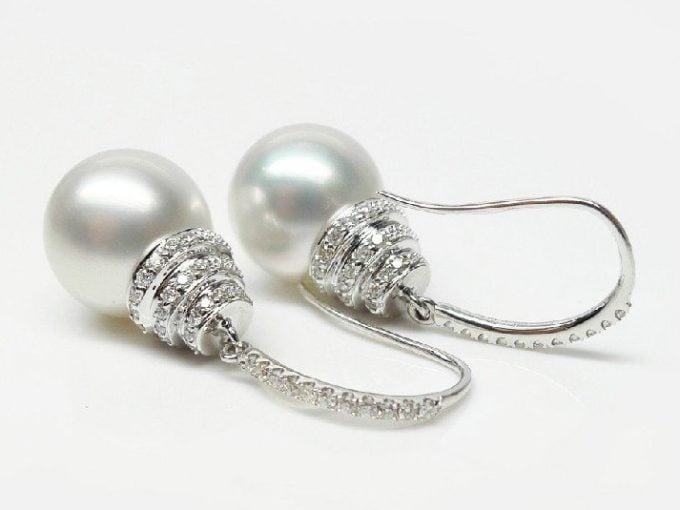 Sherry South Sea Pearl and Diamond Earrings
