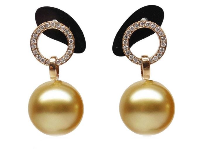 9-16 mm South Sea Pearl and Diamond Earrings