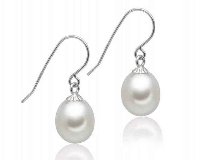 White Drop Freshwater Pearl Dangle Earrings