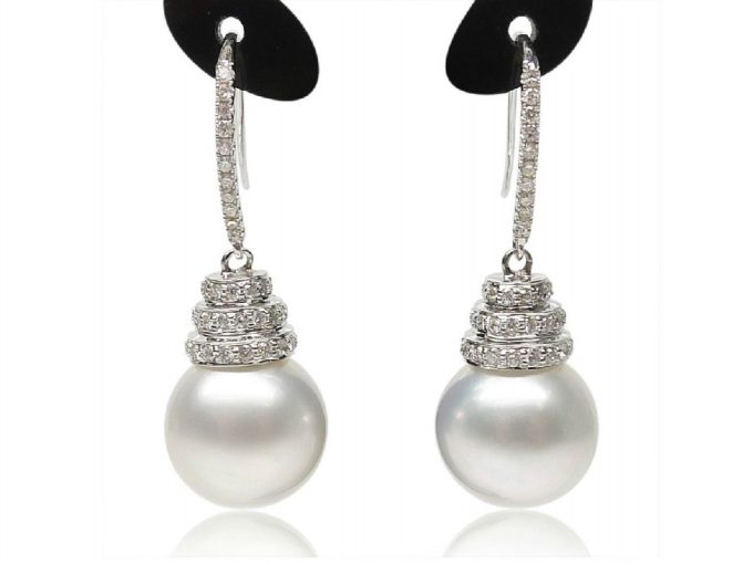 Sherry South Sea Pearl and Diamond Earrings