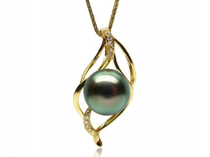 Mary Tahitian Pearl and Diamond Pendant