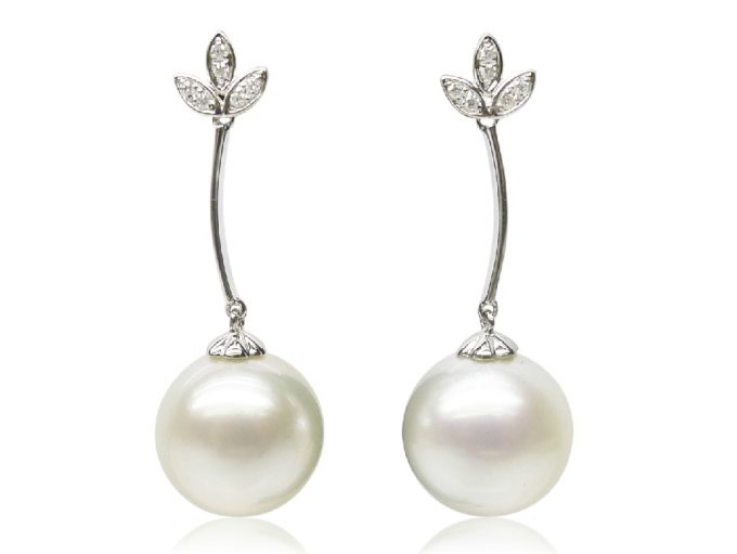 Irenee South Sea Pearl and Diamond Earrings