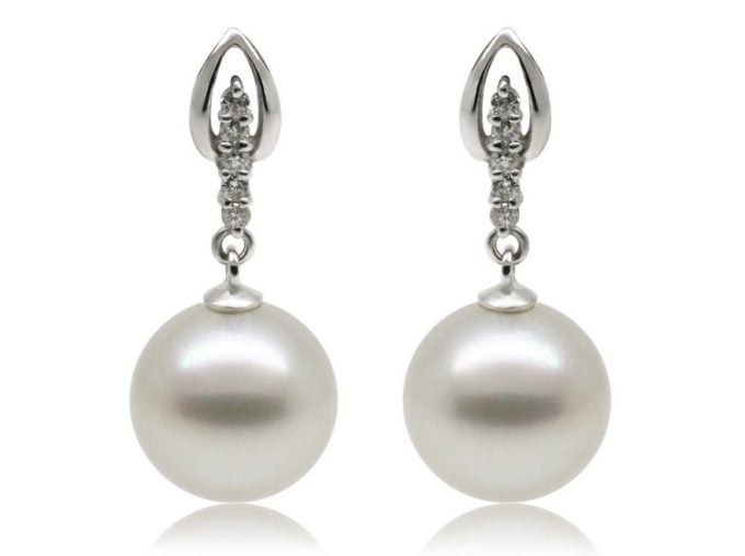 Japanese Cultured Akoya Pearl and Diamond Earrings