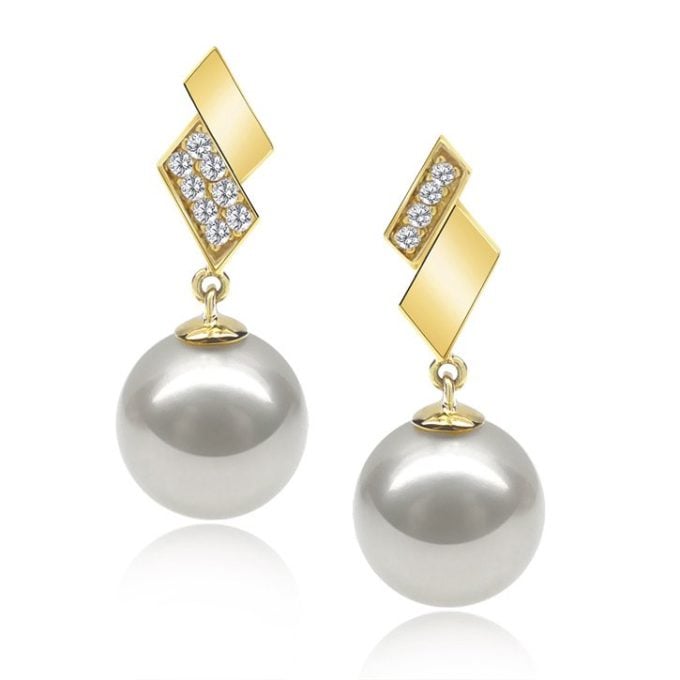 South Sea Pearl and Diamond Elia Earrings