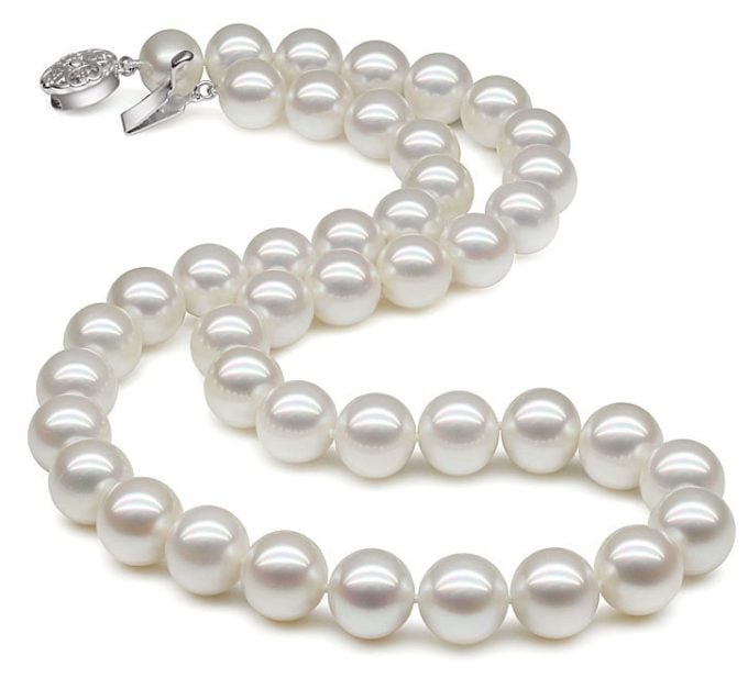 9.0-9.5 mm White Hanadama Akoya Pearl Necklace