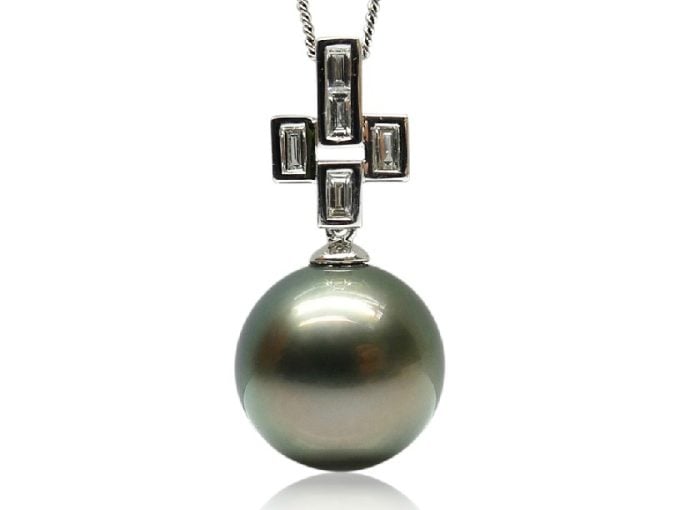 Liz Tahitian Pearl and Diamond Pendant