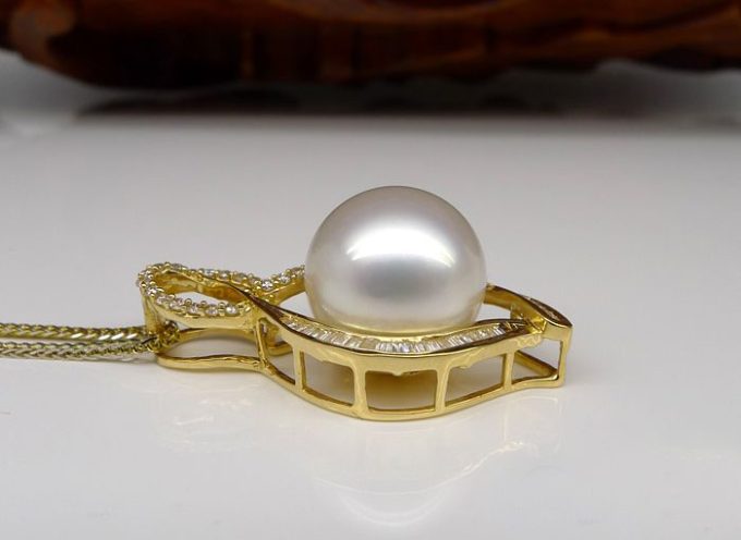 Marie South Sea Pearl and Diamond Pendant .35Ct