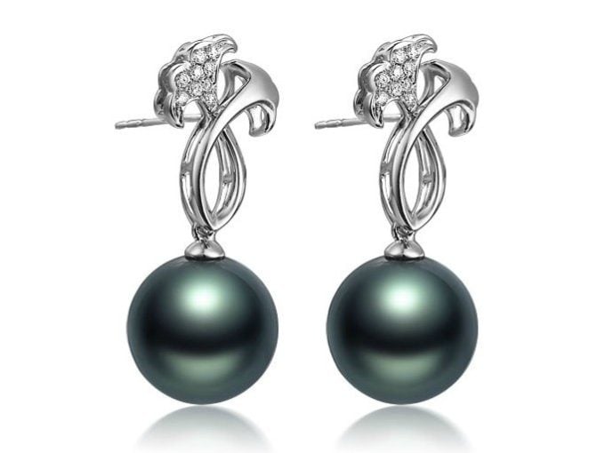Doriane Tahitian Pearl and Diamond Earrings