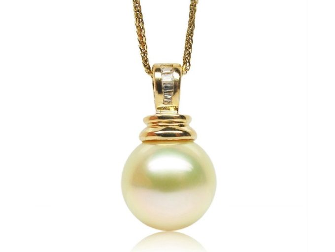 South Sea Pearl and Zircon Pendant Necklace