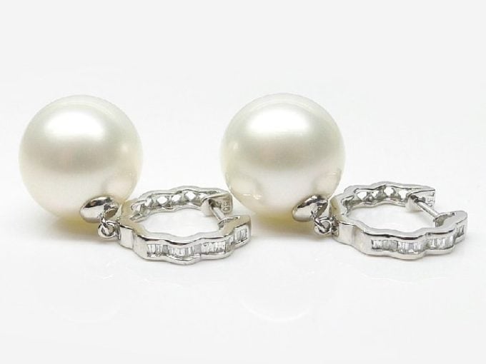 Joan South Sea Pearl and Diamond Earrings .30Ct
