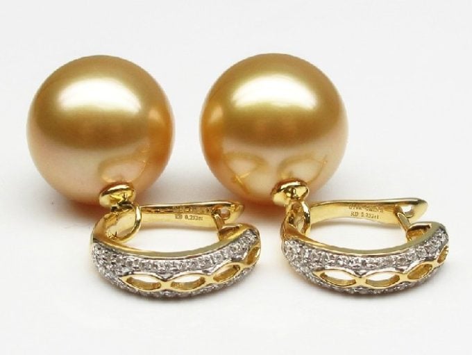 Princess South Sea Pearl and Diamond Earrings