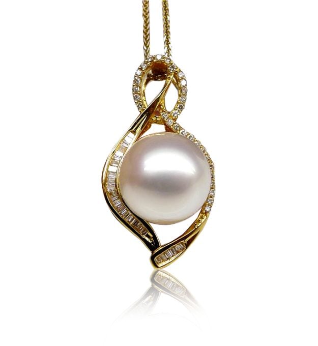 Marie South Sea Pearl and Diamond Pendant .35Ct