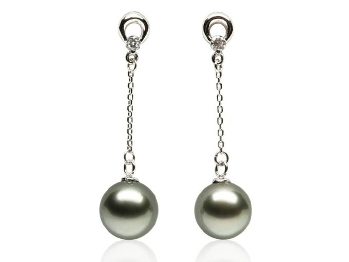Solange Tahitian Pearl and Diamond Earrings