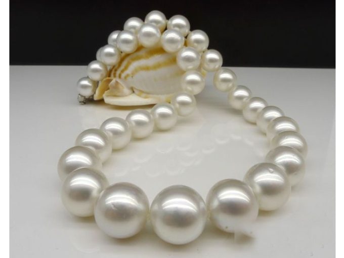 10-14 mm White South Sea Pearl Necklace 18" AAA
