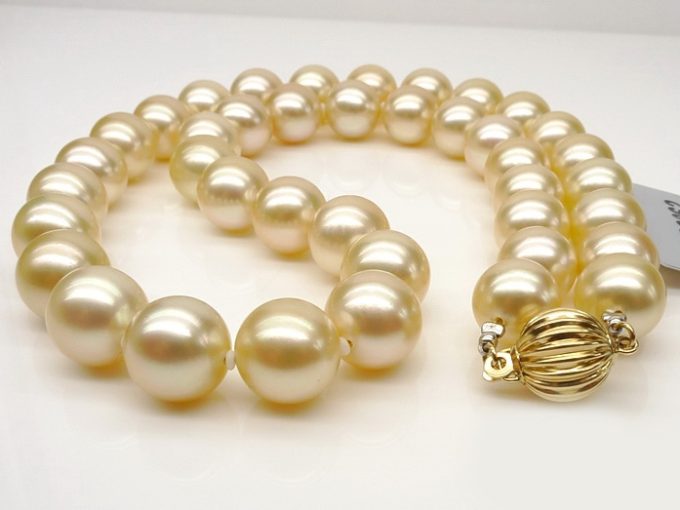 9-10 mm Golden South Sea Pearl Necklace AA+