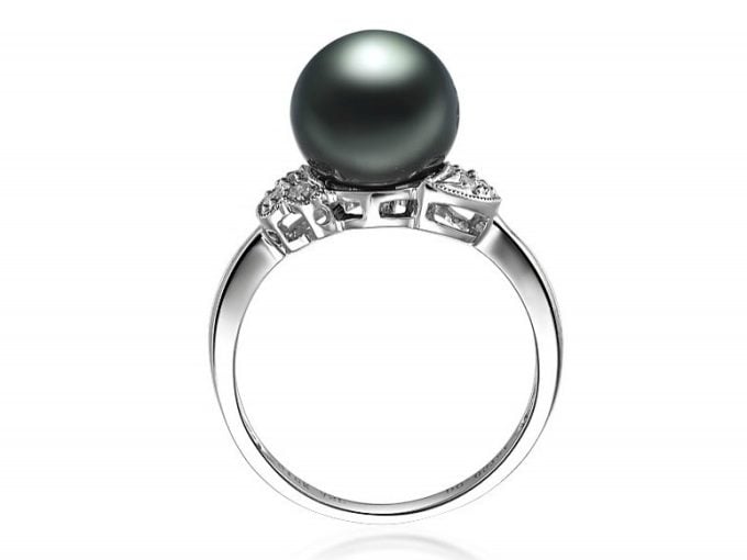 Meredith Tahitian Pearl and Diamond Ring