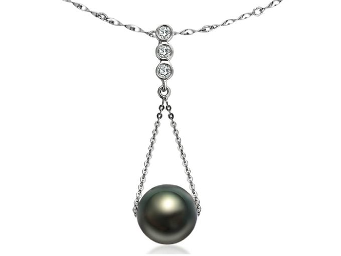 Gida Tahitian Pearl and Diamond Pendant