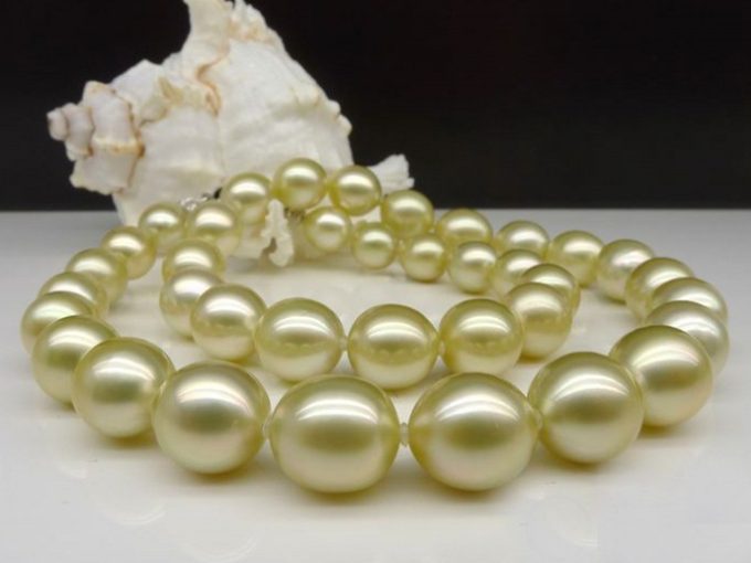 9-12 mm Golden South Sea Pearl Necklace