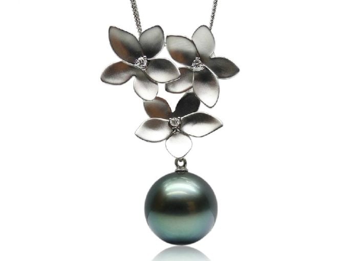 Audrey Tahitian Pearl and Diamond Pendant