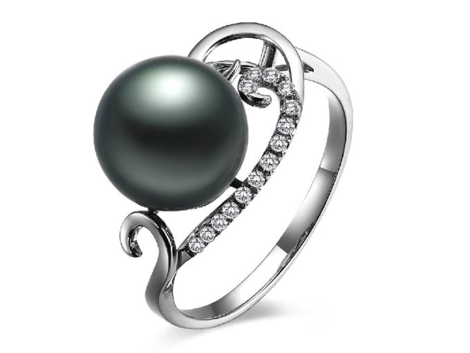 Mandel Tahitian Pearl and Diamond Ring