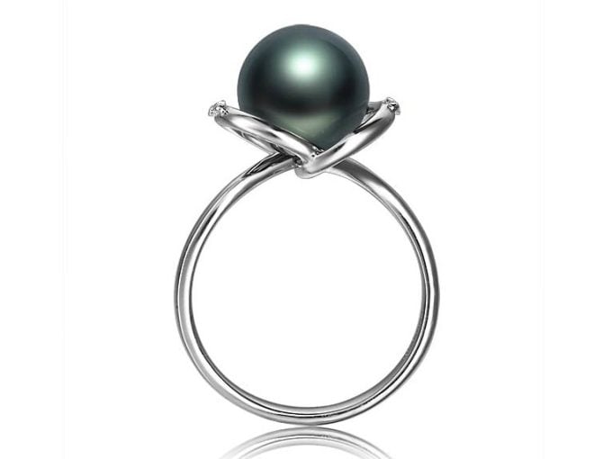 14K Gold Florian Tahitian Pearl and Diamond Ring