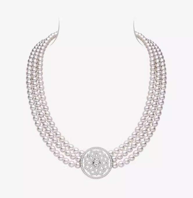 Triple Strand 8-8.5 mm Akoya Pearl & Diamond Necklace