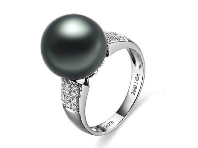Dorothee Tahitian Pearl and Diamond Ring