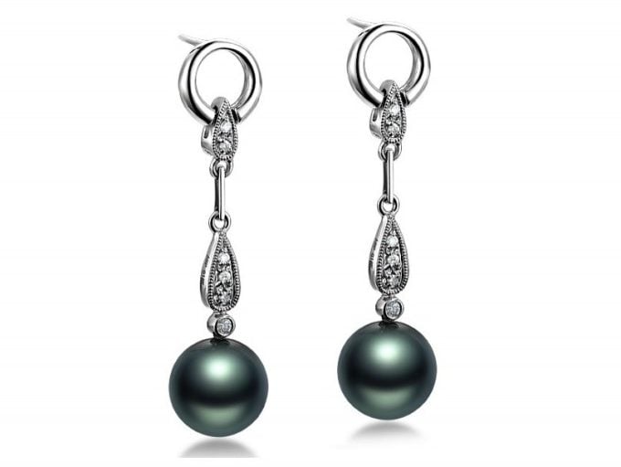 Gregary Tahitian Pearl and Diamond Earrings