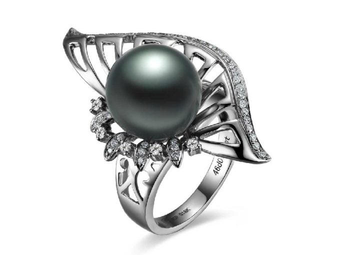 Leslie Tahitian Pearl and Diamond Ring