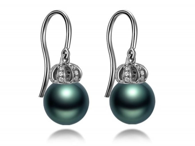 Elsy Tahitian Pearl and Diamond Earrings