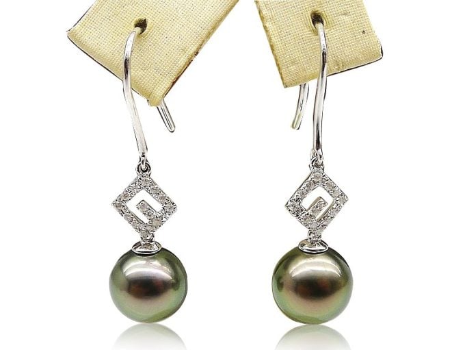 Lawrence Tahitian Pearl and Diamond Earrings