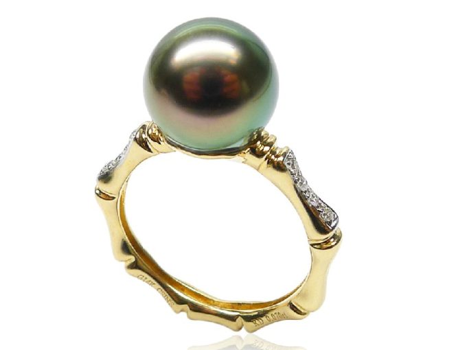 Cultured Tahitian Pearl and Diamond Dulce Ring