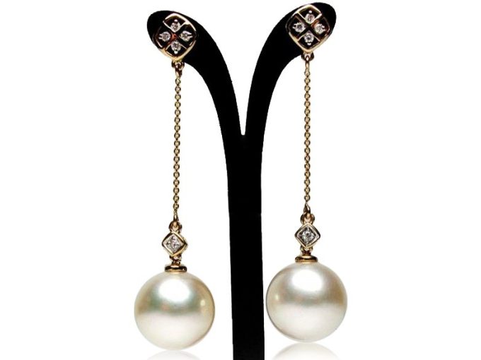 .15CT Melanie South Sea Pearl and Diamond Earrings