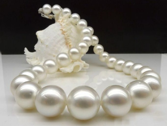 10-14 mm White South Sea Pearl Necklace 18" AAA