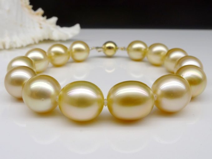 10-12 mm Golden South Sea Drop Pearl Angelica Bracelets